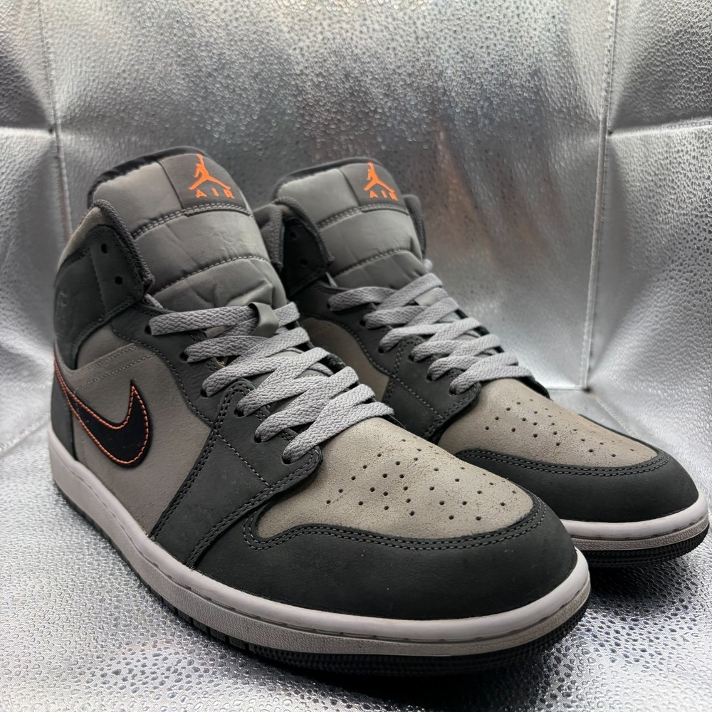 Size 11.5 Nike Air Jordan 1 Mid Night Stadium Gray Mens Sneaker Shoes FQ8338-017